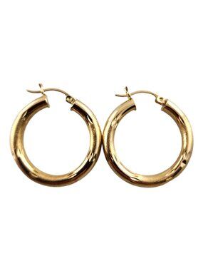 14 Karat Yellow Gold Textured Circle Hoop Earrings #19149